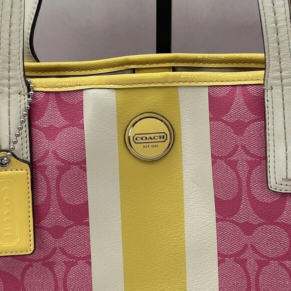 Coach Women’s Signature Carryall Bag – Yellow/Pink – Style F22908 - Picture 16 of 16